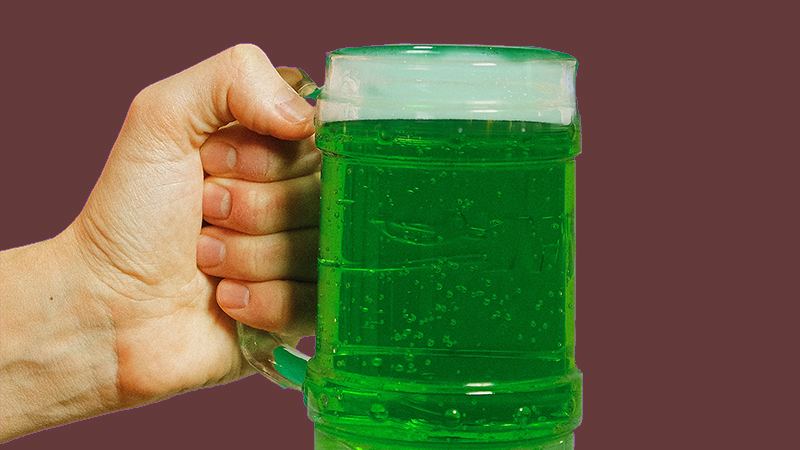 green beer in a stein